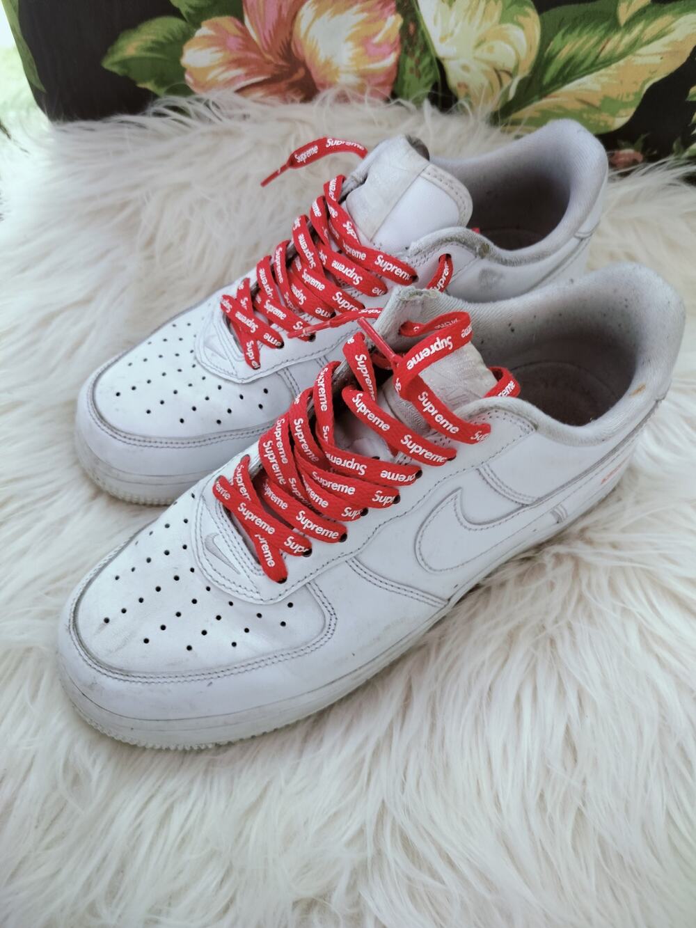 5668) Nike x Supreme Air Force 1 Low Box Logo White  Shoes Size US 7/EU 40.5